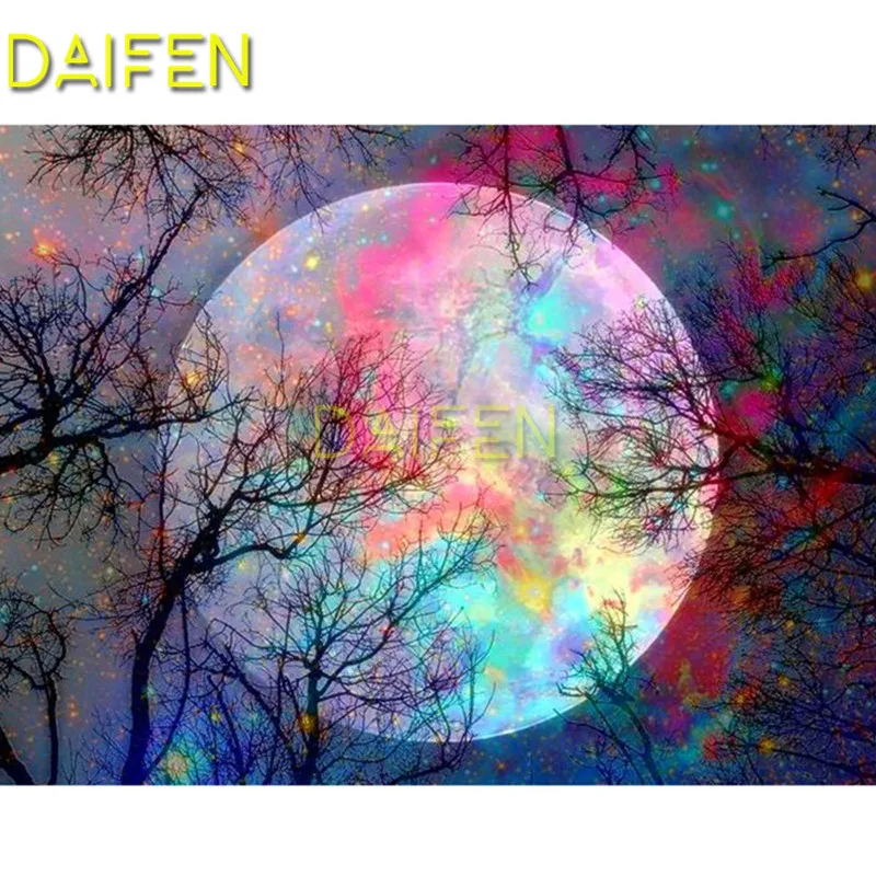 

Full Square Diamond painting colorful moon tree Full Round Diamond embroidery Cross stitch DIY 3D Diamond mosaic