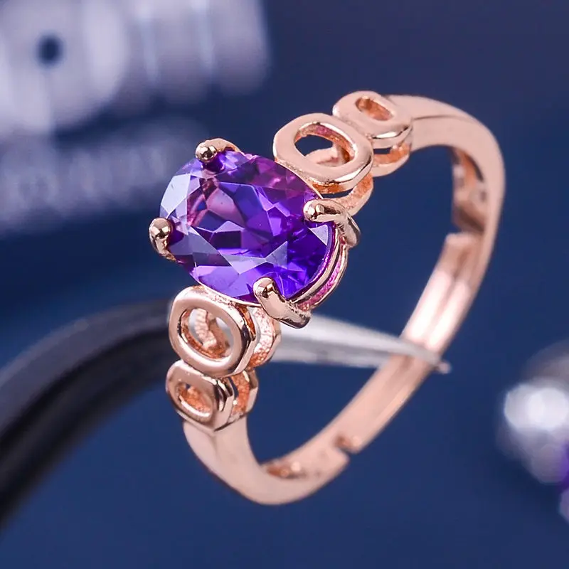 

KJJEAXCMY fine jewelry 925 sterling silver set with amethyst ring jewellery.