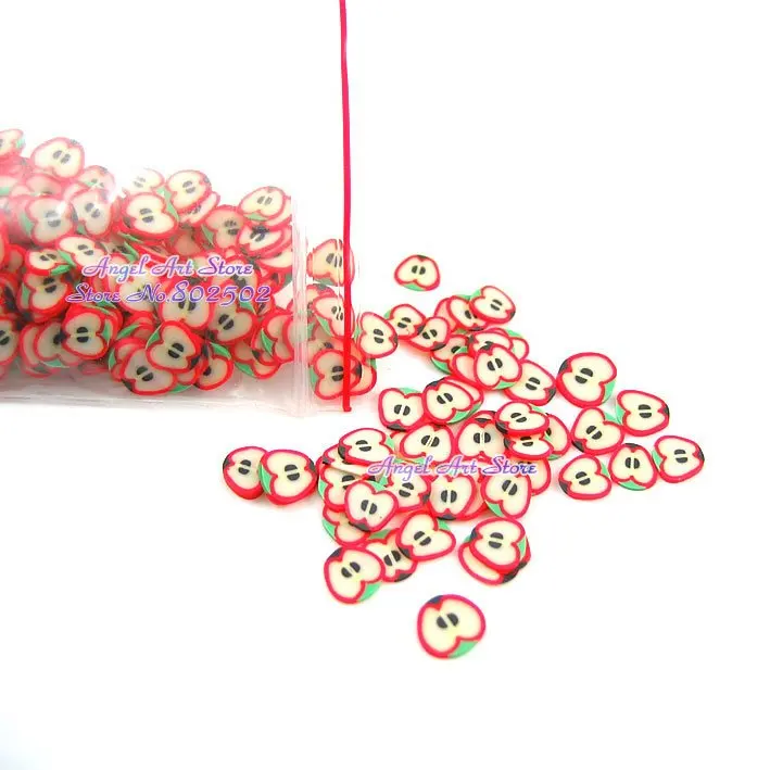 Полимерная глина 3D наклейка для ногтей яблоко банан клубника микс ногтевого