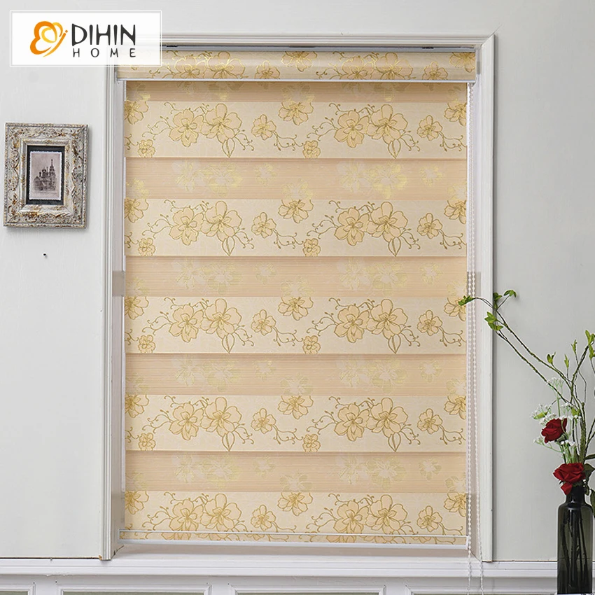 

DIHIN HOME Luxury Jacquard Blackout Curtains Thickening Roller Shutter Double Layer Shade Zebra Blinds Customize Curtain