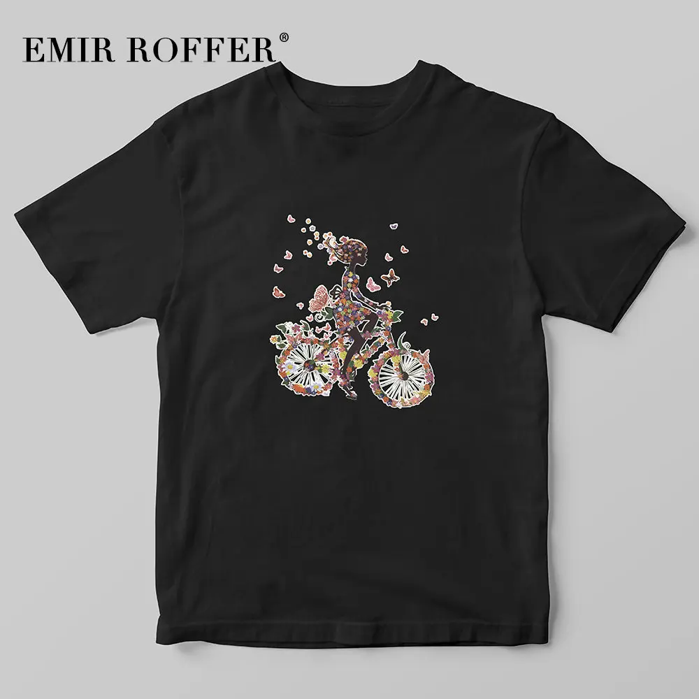 EMIR ROFFER/женская футболка с принтом в виде цветов на велосипеде для девушек