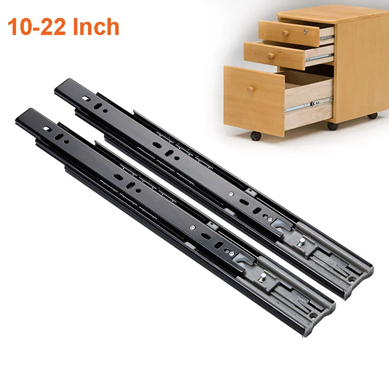 

2Pcs Metal Buffer Drawer Slides 10-22" Track Width 45mm Mute Three-Section Rail Sliding Furniture Hardware Fittings