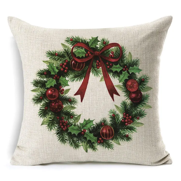 

1Pcs 43*43cm Christmas Cat Deer Flower Pattern Cotton Linen Throw Pillow Cushion Cover Car Home Sofa Decorative Pillowcase 40478