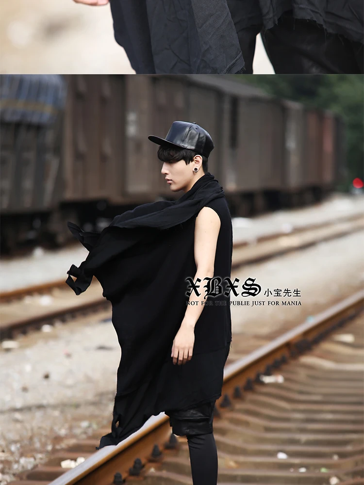 2016 New men 's clothing personalized novelty male avant-garde sweater sleeveless waistcoat singer costumes | Мужская одежда