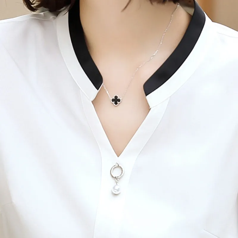 Новая Темпераментная Женская рубашка с v образным вырезом и длинным рукавом