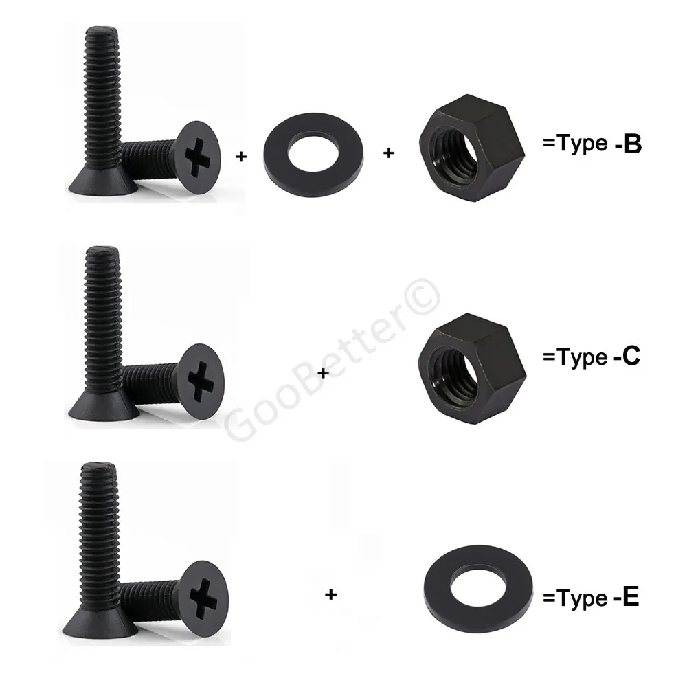 Винты с плоской головкой из нейлона M6 черные нейлоновые крестовые винты Phillips +