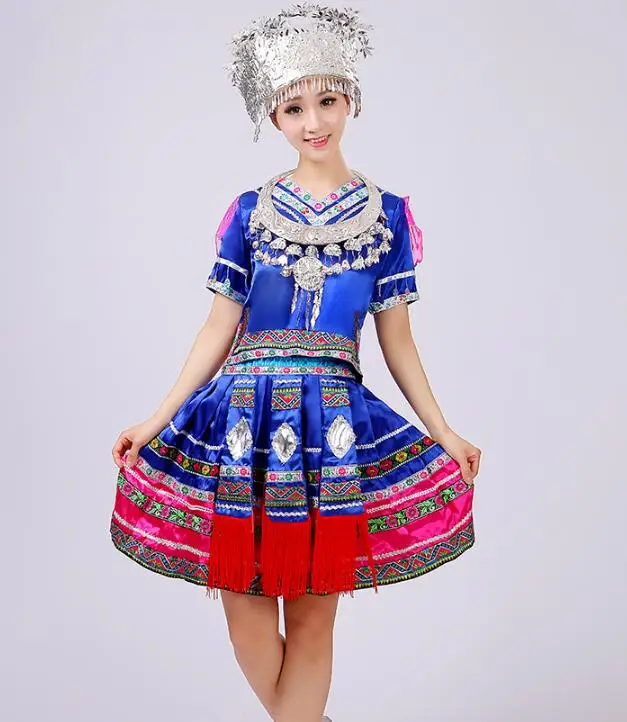 Новая мода Hmong одежда Tujia этнические танцевальные китайские танцевальные костюмы
