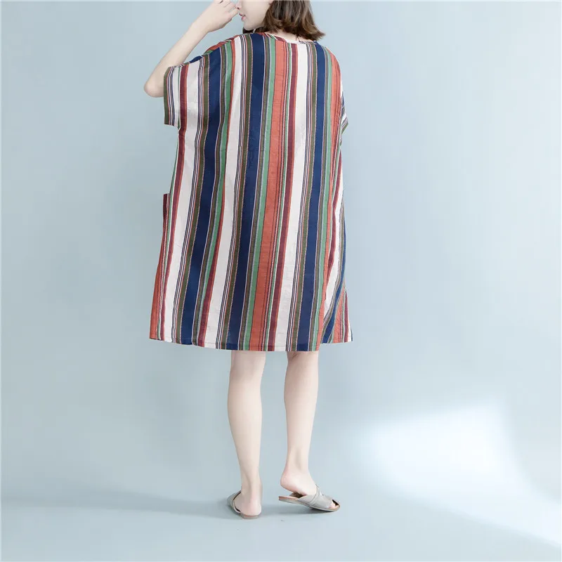 Новинка 2018 женское летнее платье повседневное свободное хлопковое льняное