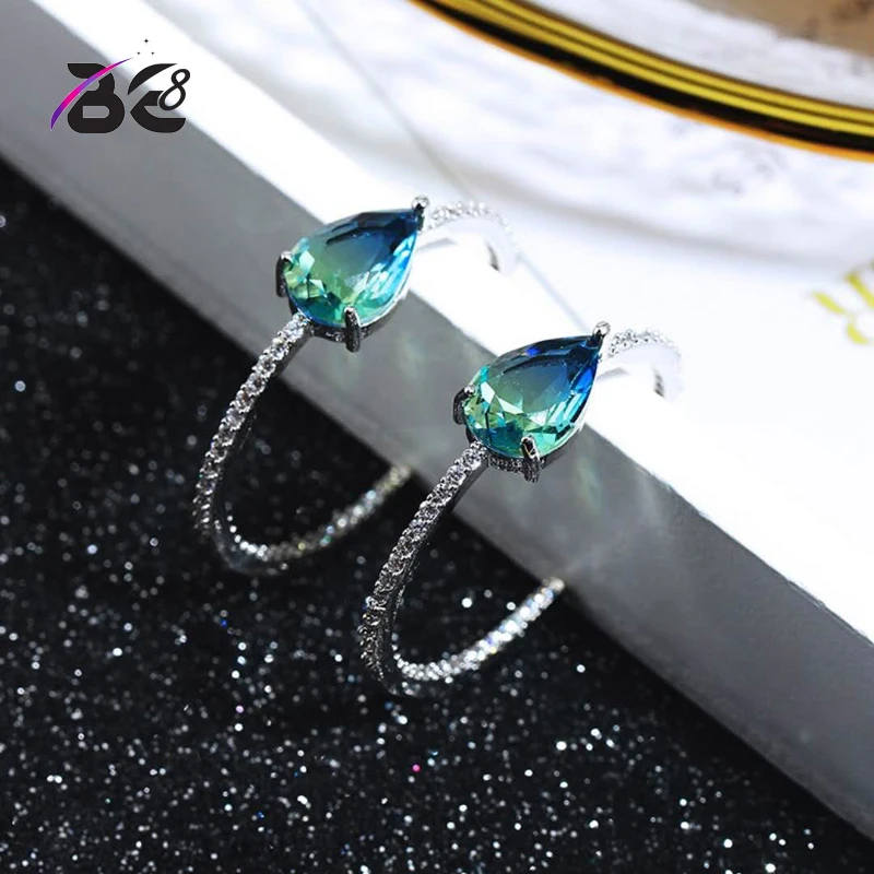 

Be 8 2018 Latest Small Hoop Earrings Paved AAA Cubic Zirconia Stone Fashion Women Round Loop CZ Earrings E615