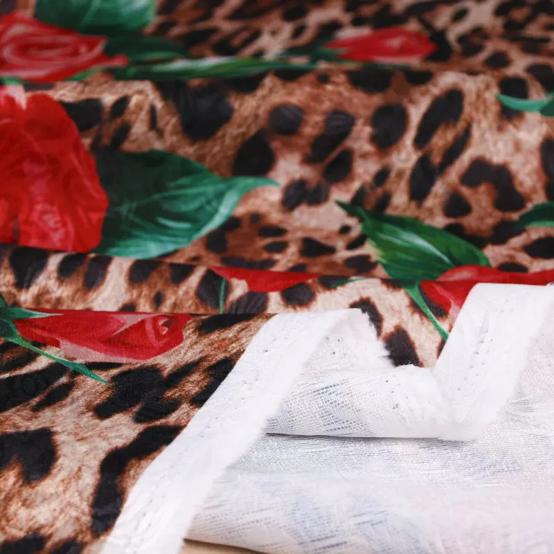 Розовая ткань с леопардовым принтом жаккардовая полиэфирная цветочным tissus