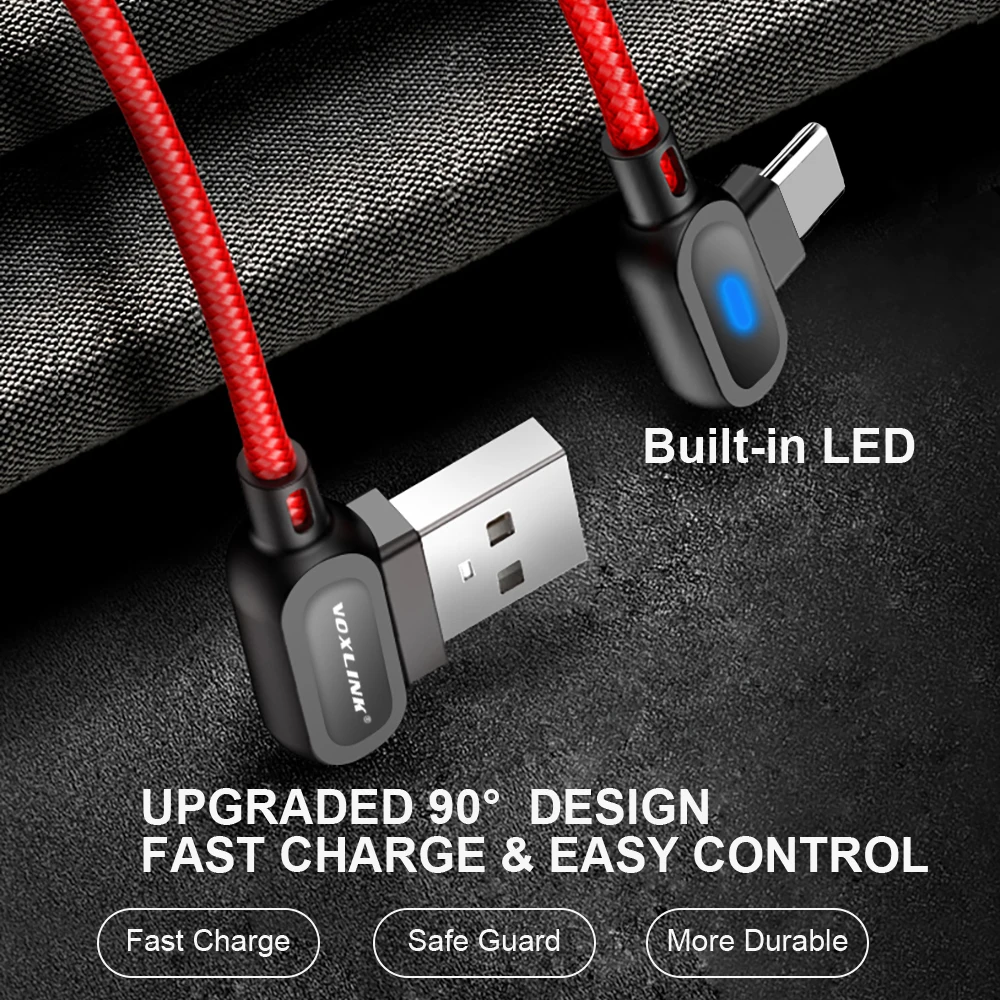 VOXLINK 10 шт usb type C 90 градусов кабель для быстрой зарядки c шнур передачи данных