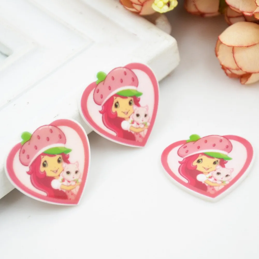 Kawaii Мультфильм плоское заднее украшение из смолы клубника короткий торт