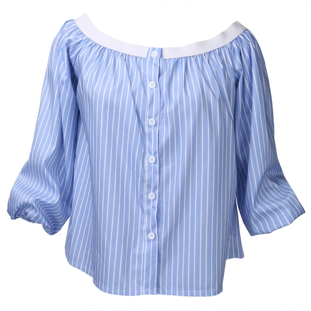

new casual off shoulder striped women summer 2016 blouse shirts Sexy bow office girls blouses Fashion beach long blusas