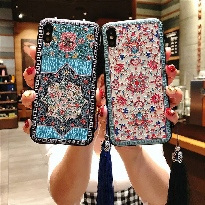 Чехол для iphone xr чехол мобильного телефона ретро узор тотемный рельеф кисточка