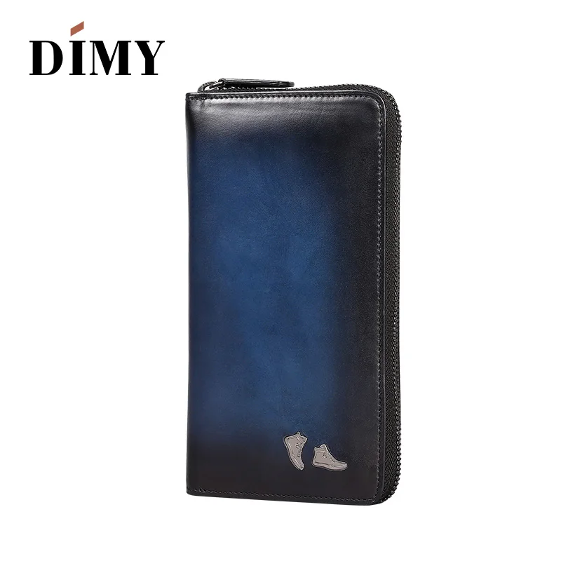 DIMY модные кошельки из натуральной кожи Длинные мужские ручная молния