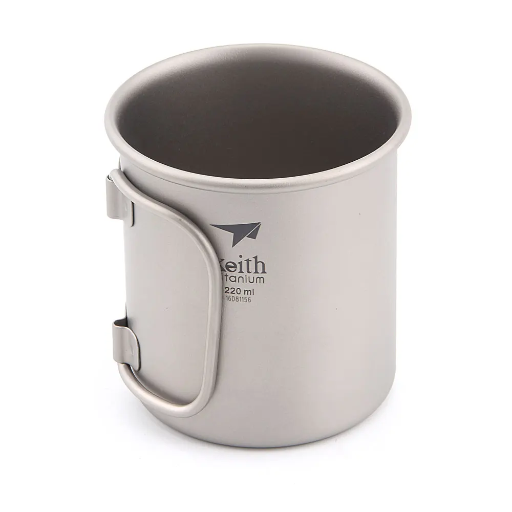 Титановая кружка Keith 220 мл для кофе воды Складная портативная ручка пикника