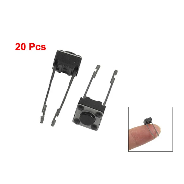 20 шт. 6x6x4 мм Мгновенный тактовый кнопочный выключатель 2 Pin DIP Through - Цена: 