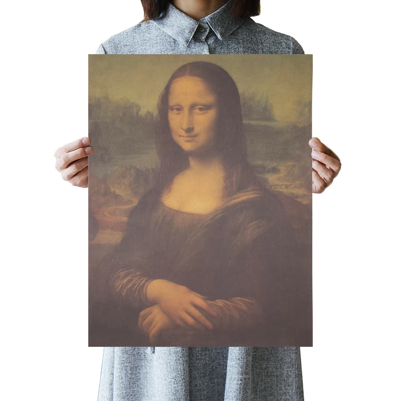 Mona Lisa Leonardo Da Vinci Smile Знаменитые Картины крафт-бумага плакат для кафе домашний декоративный плакат ретро картина Наклейка на стену