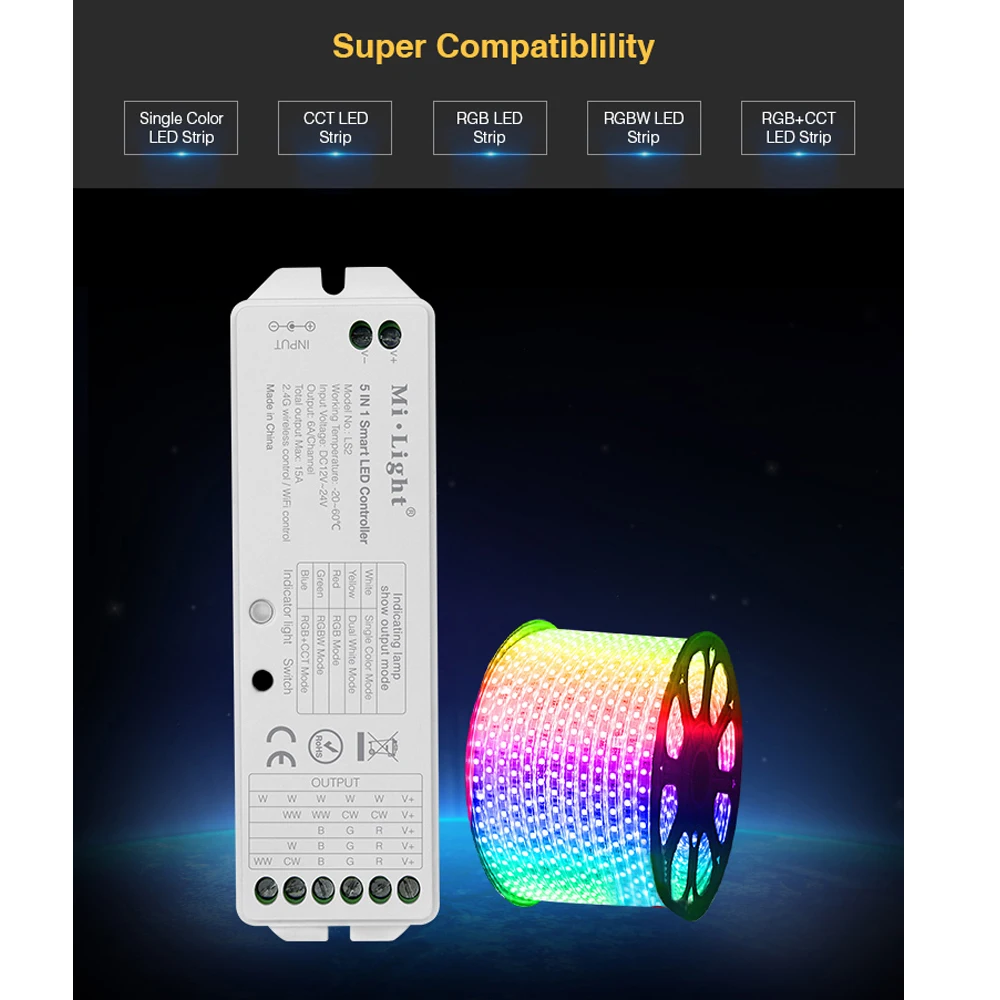 MiLight RGB CCT wifi 2,4G 8Zone RF Диммер FUT089 пульт дистанционного управления B8 Сенсорная панель настенный rgbw LS2 5в1 контроллер для светодиодной ленты