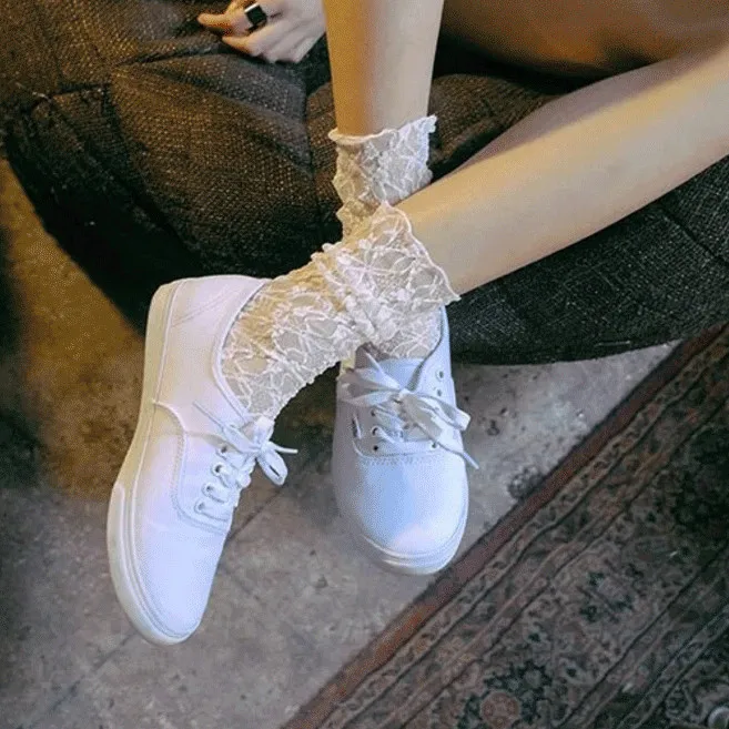 6 шт. = 3 пары прозрачные кружевные длинные носки | Женская одежда