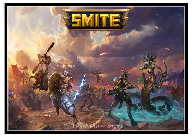 Горячая игра SMITE All боги искусство бумага с белым покрытием принты для спальни