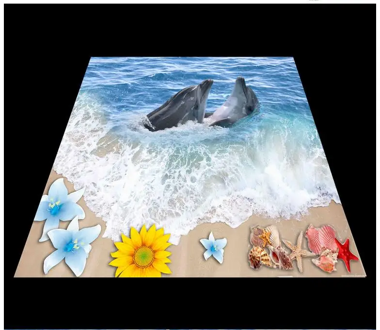 Самоклеящиеся напольные 3D-обои из ПВХ водонепроницаемые для пляжа песка волн
