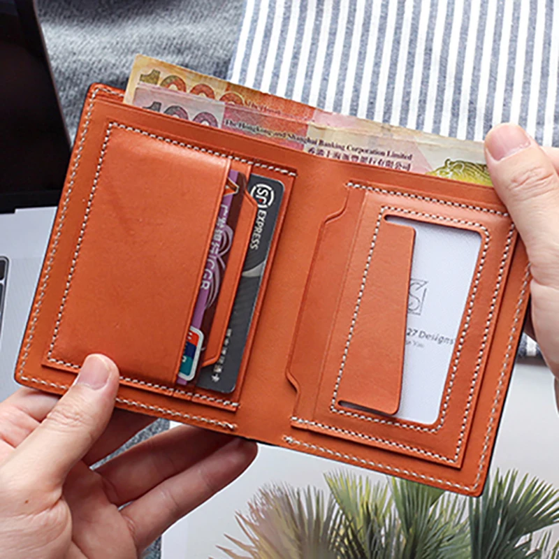 Мужской короткий кошелек из воловьей кожи вертикальный кожаный бумажник для