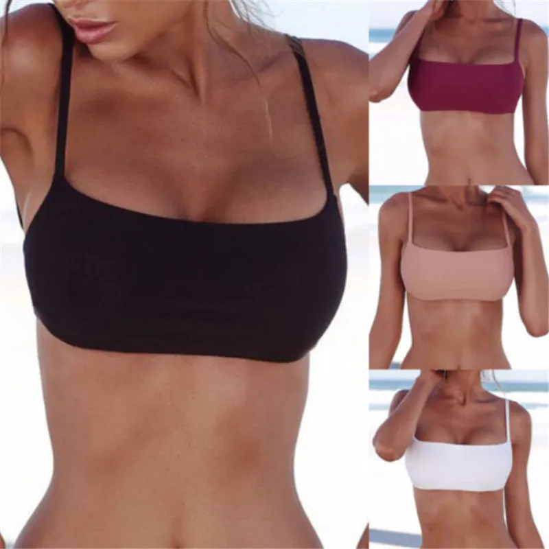 Новые бразильские топы бикини 2017 однотонный купальник с чашками пуш-ап пляжная