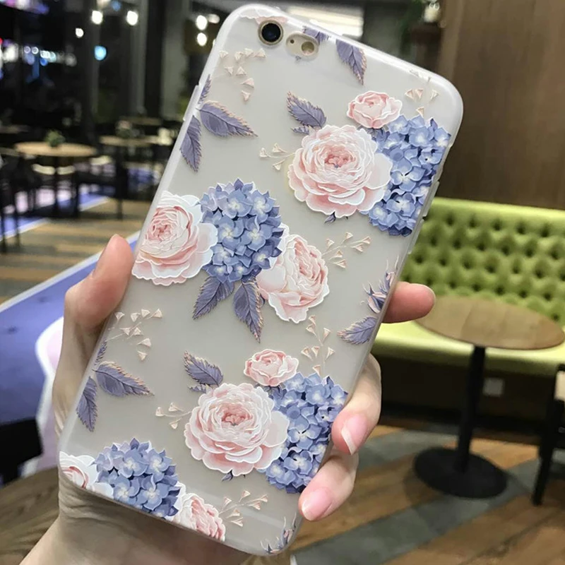 KaiNuEn Роскошные 3d цветок ТПУ телефон назад копировать capinha coque чехол для Iphone 6 6S s Apple