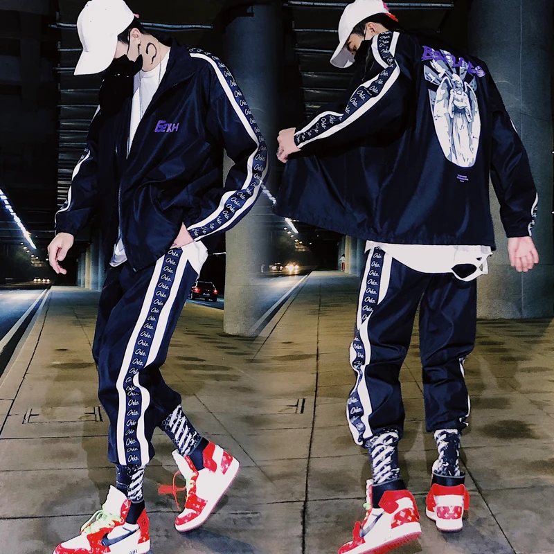 Мужской спортивный костюм в стиле хип хоп комплект из 2 предметов куртка с