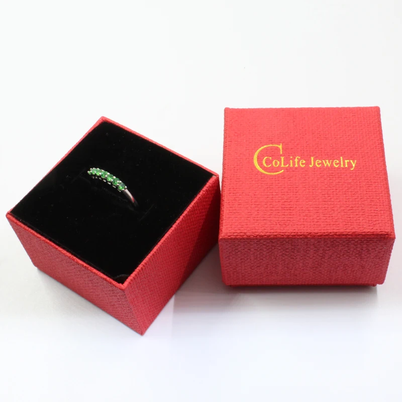 Кольцо из серебра 100% пробы с цаворитом 7 шт. 2 мм|tsavorite ring|tsavorite jewelrygifts for women |