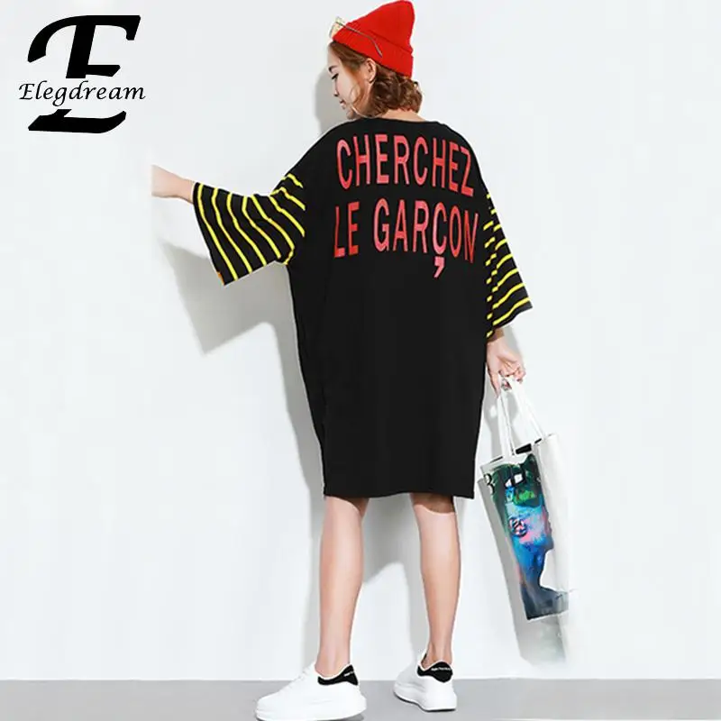 Elegdream бренд Плюс Размер Женская одежда модный принт хлопковая Футболка женские