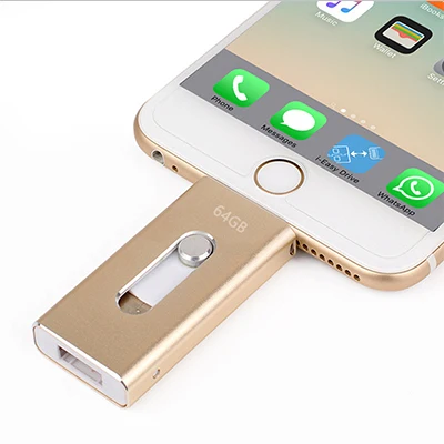 3 в 1 OTG флеш-накопитель 32 ГБ для iPhone флэш-накопитель USB 3,0 32 Гб 16 Гб 128 Гб 64 Гб Флешка для iPad Android телефон и ПК - Цвет: Gold