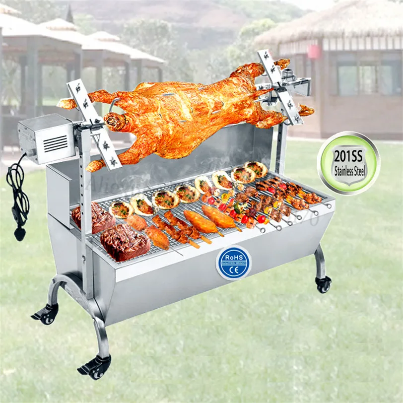 

Stainless Steel Pig Goat Roasted Whole Lamb Stove BBQ Grill Machine Charcoal Barbeque Spit Roaster 89cm Rotisserie Heavy Duty