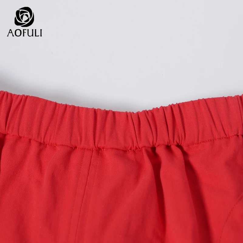 Женские свободные хлопковые шорты AOFULI L ~ XXXL 4XL с карманами и эластичными широкими