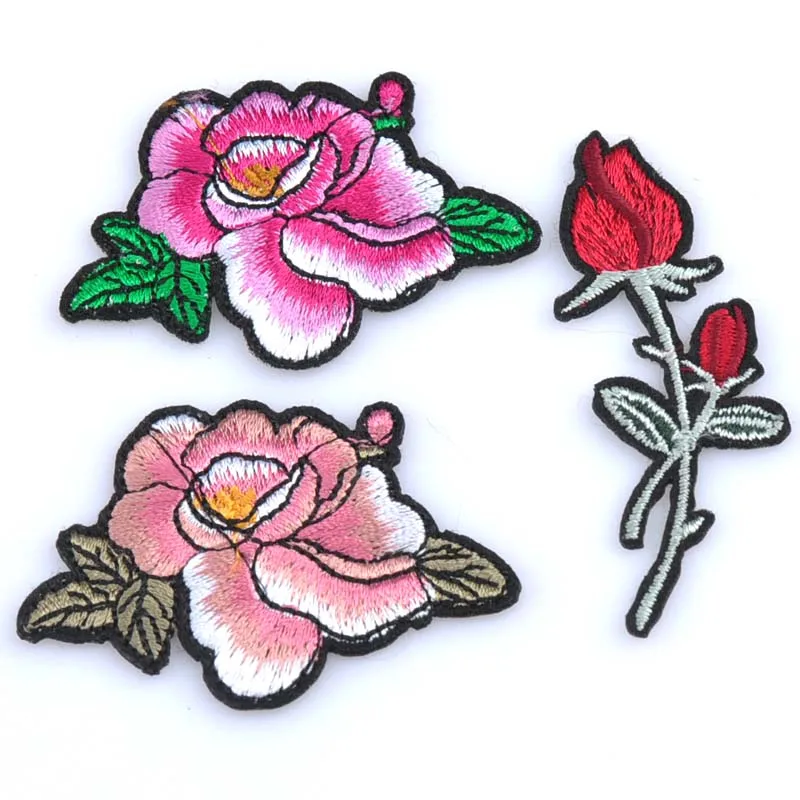 1 шт. Цветочные нашивки красная роза вышитая нашивка Приклеивание утюгом на