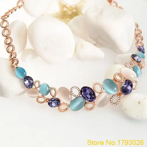 Женская Мода Элегантный Многоцветный Кристалл Опал Ожерелье Уха Шпильки Модные