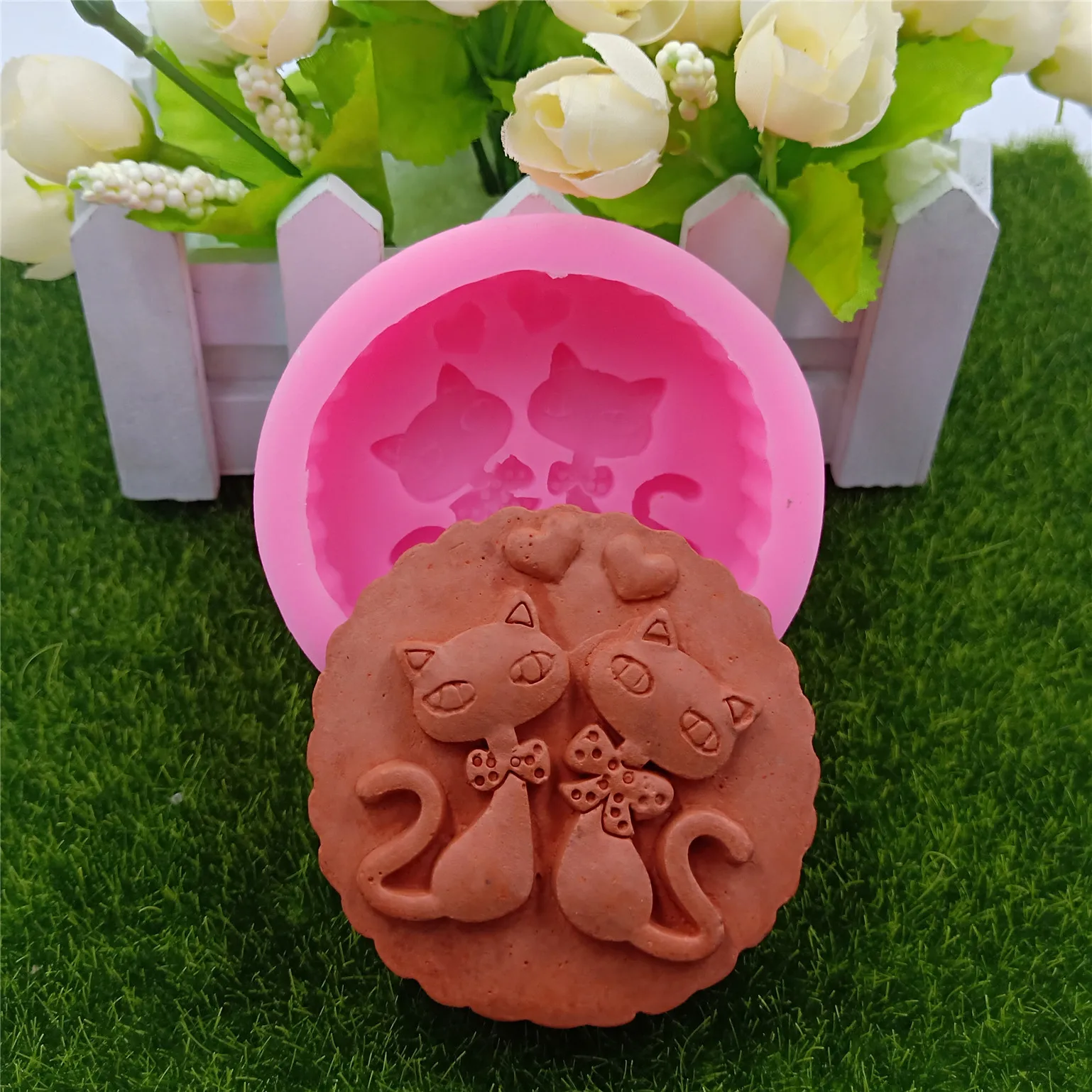 Силиконовая форма для мыла сделай сам в виде милых кошек круглая силиконовая