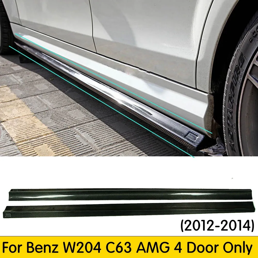 W204 C63 углеродное волокно боковое расширение юбка для Benz W204 4 Двери Седан C180 C200 C260 C63 Amg 12-14