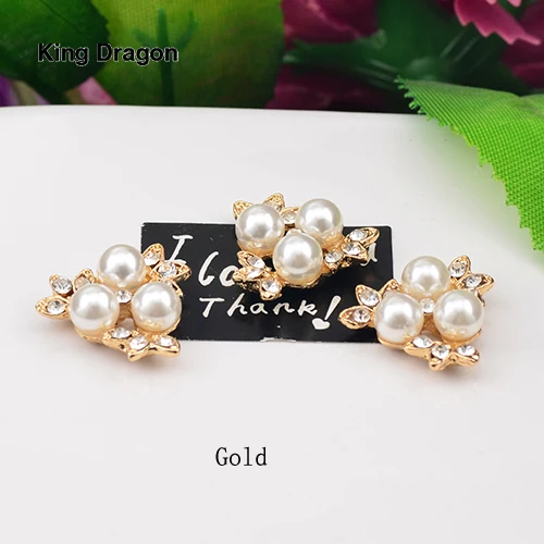 New Arrival Metal Rhinestone Pearl Embellishment Used On Headband Flat Back 10PCS/Lot Silver Or Gold Color KD571