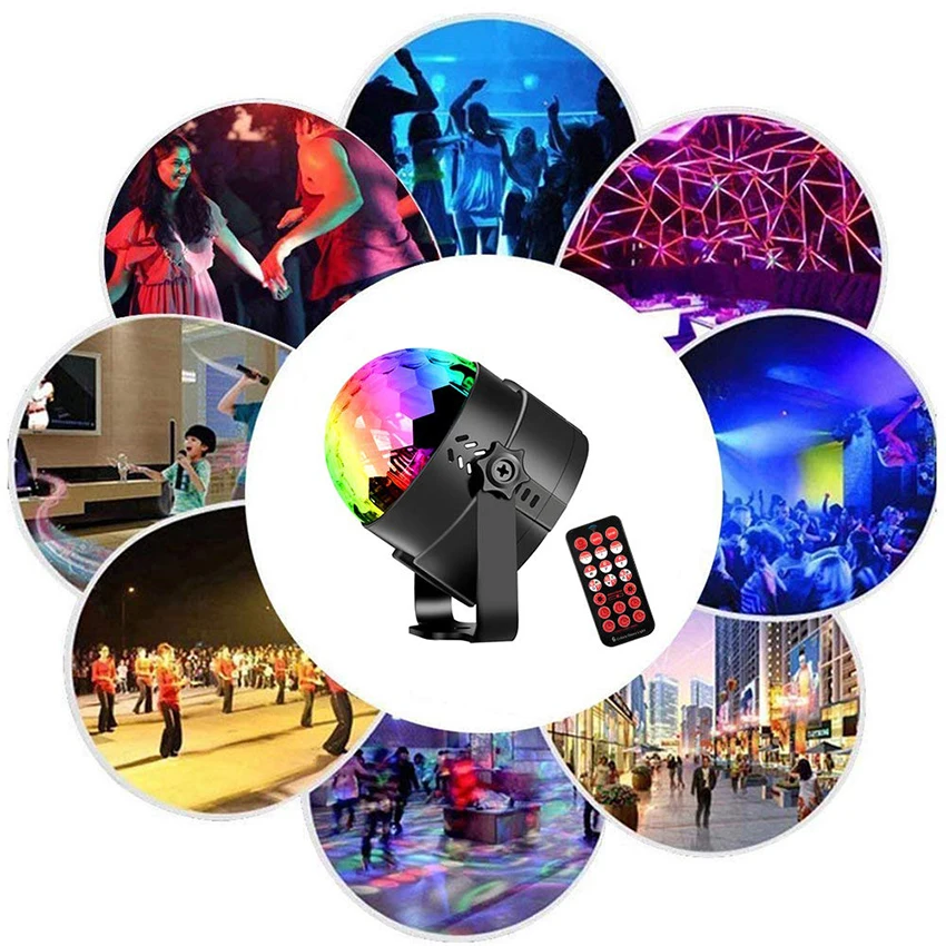 

Sound Activated 6 Color Disco Party Lights RGB Laser Projector Stage Lighting effect Lamp Light Music Christmas KTV Party Lights