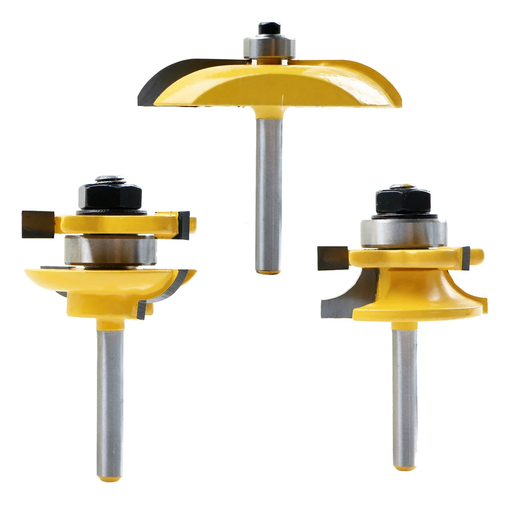 Набор фрез комплект из 3 твердосплавных насадок 1/4 дюйма с хвостовиком|router bit