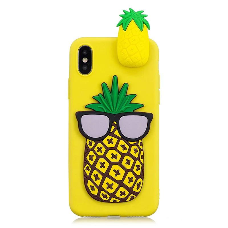 3D Pineapple Cat Phone Case For iPhone X Xr Xs Max Soft Silicone Cute Cartoon 7 8 Plus 6 6s 5 5S SE Cover Coque |