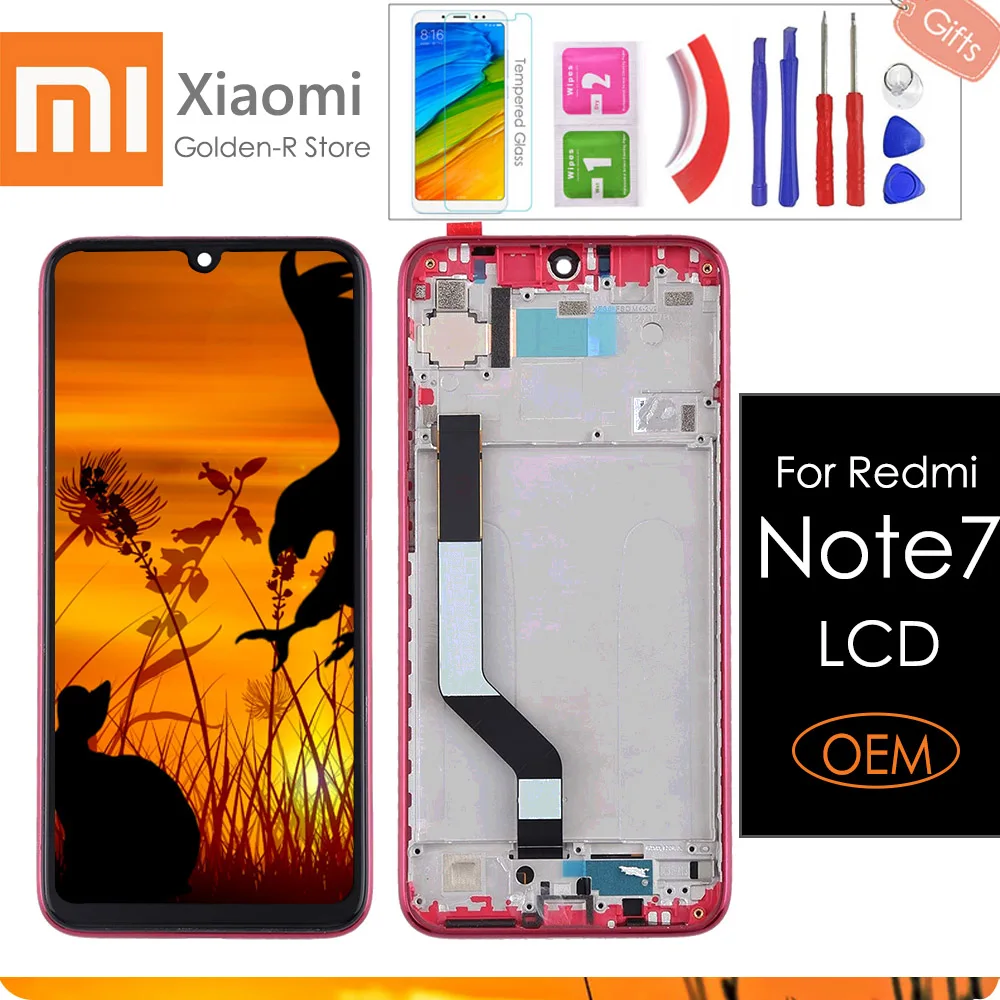 6 3 &quotдля Xiaomi Redmi Note 7 Pro ЖК-дисплей с рамкой кодирующий преобразователь сенсорного