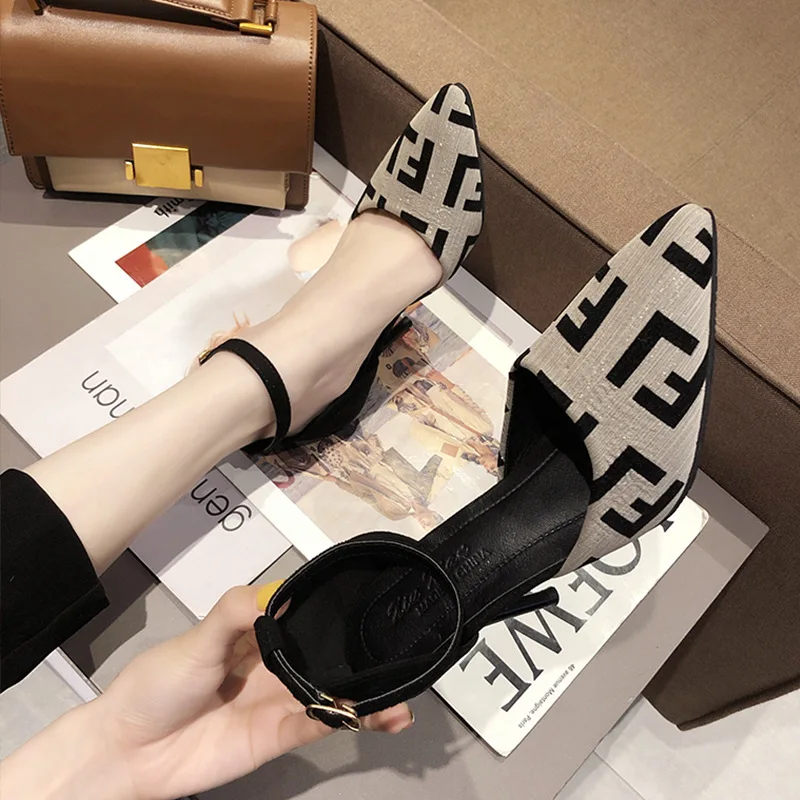 Туфли женские на очень высоком каблуке хлопковая ткань заостренный носок