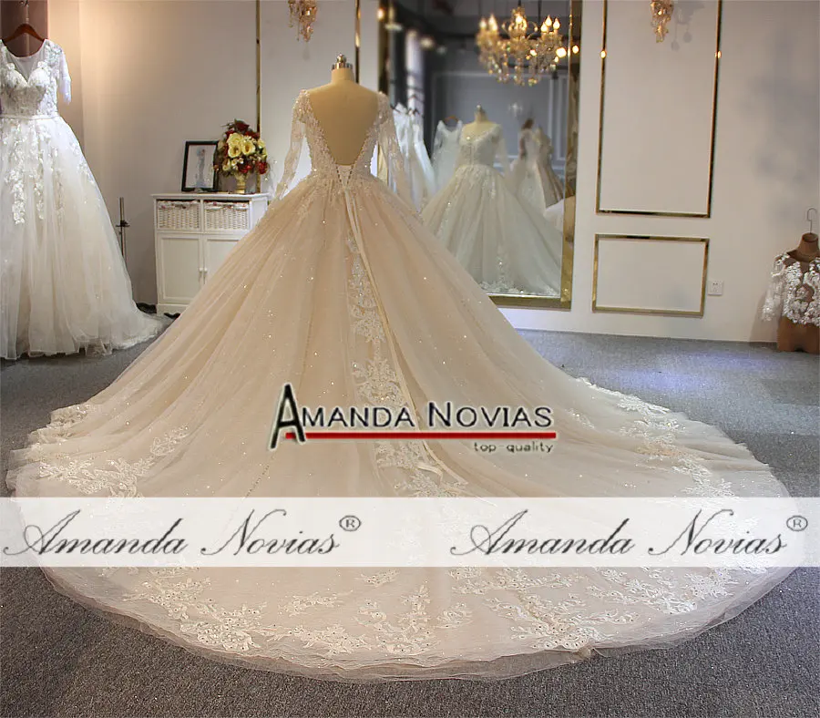 Роскошные свадебное платье с длинными рукавами Аманда novias Топ брендовые свадебные платье