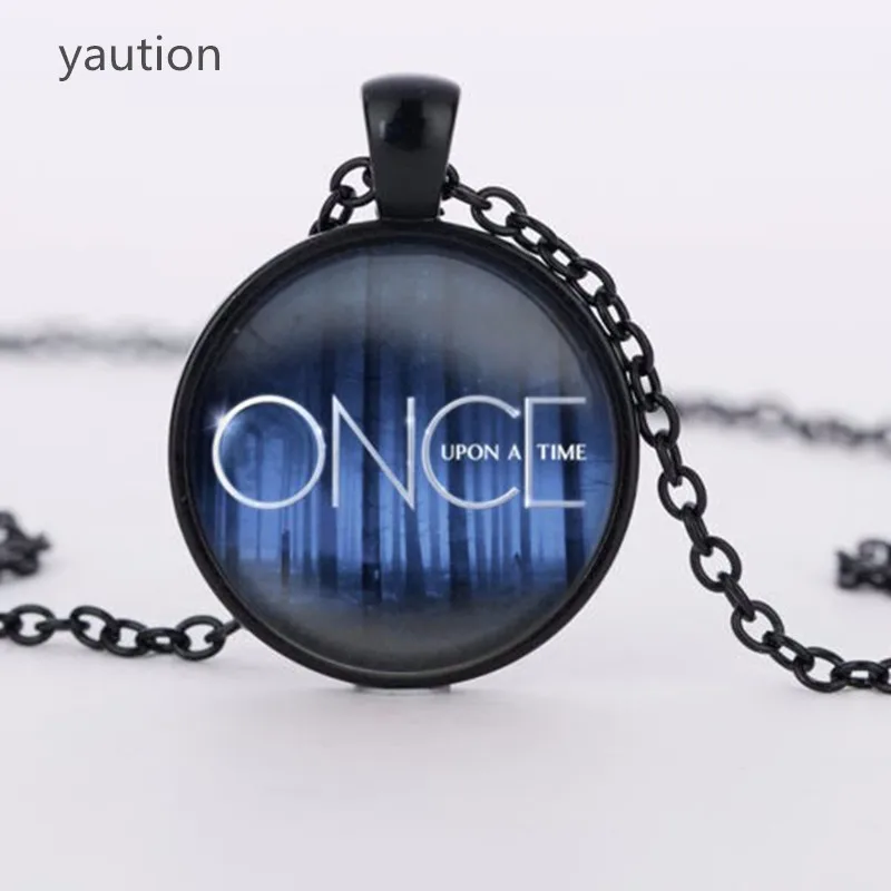 Один раз за стеклянный кулон фильм ожерелье Винтажное колье бижутерия Летний