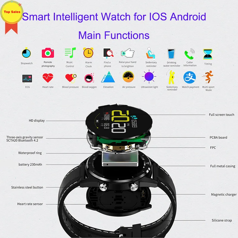 

Smart Watch IP68 waterproof ECG Heart Rate Monitor payment watches Fitness Tracker Smartwatch Sport health Watch for ios android