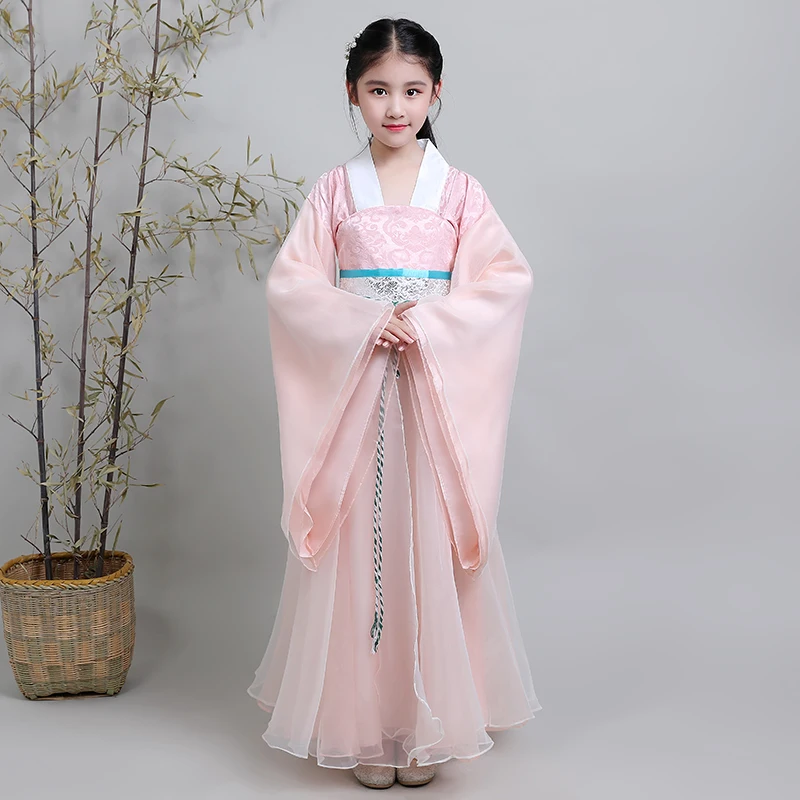 

pink hanfu for girls princess dress birthday party clothes halloween cosplay wear gu zheng performance clothing vintage dress