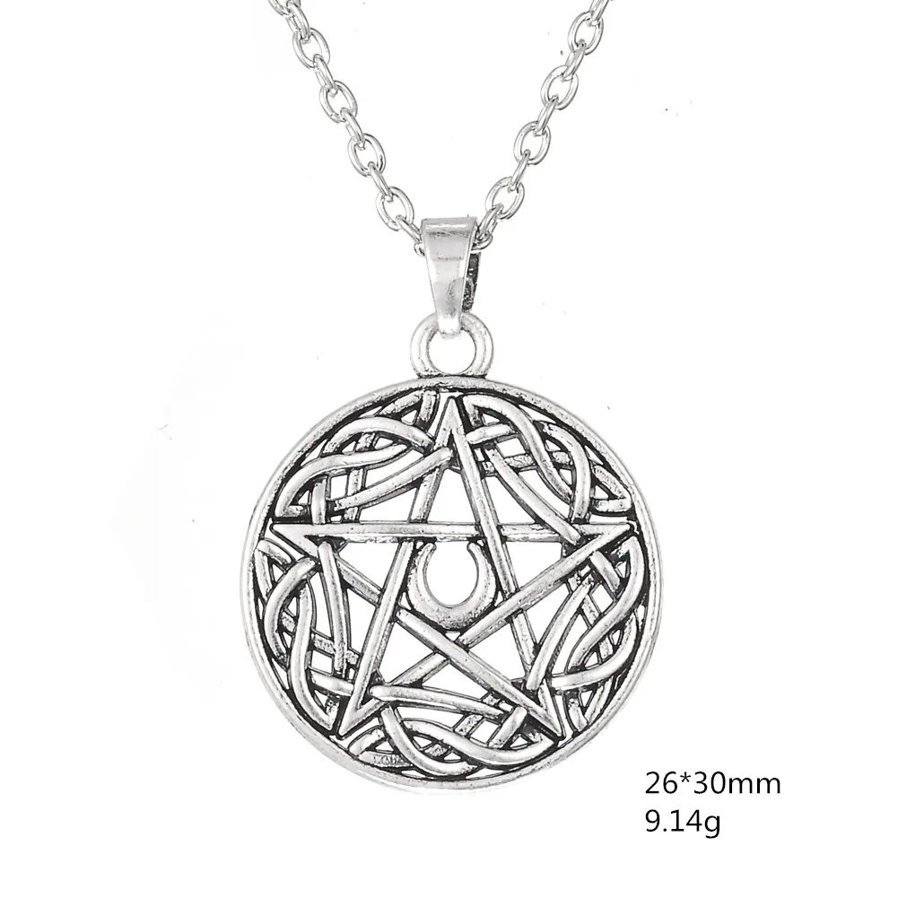 13 SKYRIM Винтаж Wicca тетраграмматон пентаграмма кулон Пентакль ожерелье Соломон талисман амулет ювелирные изделия для мужчин Рождественский подарок - Окраска металла: 13